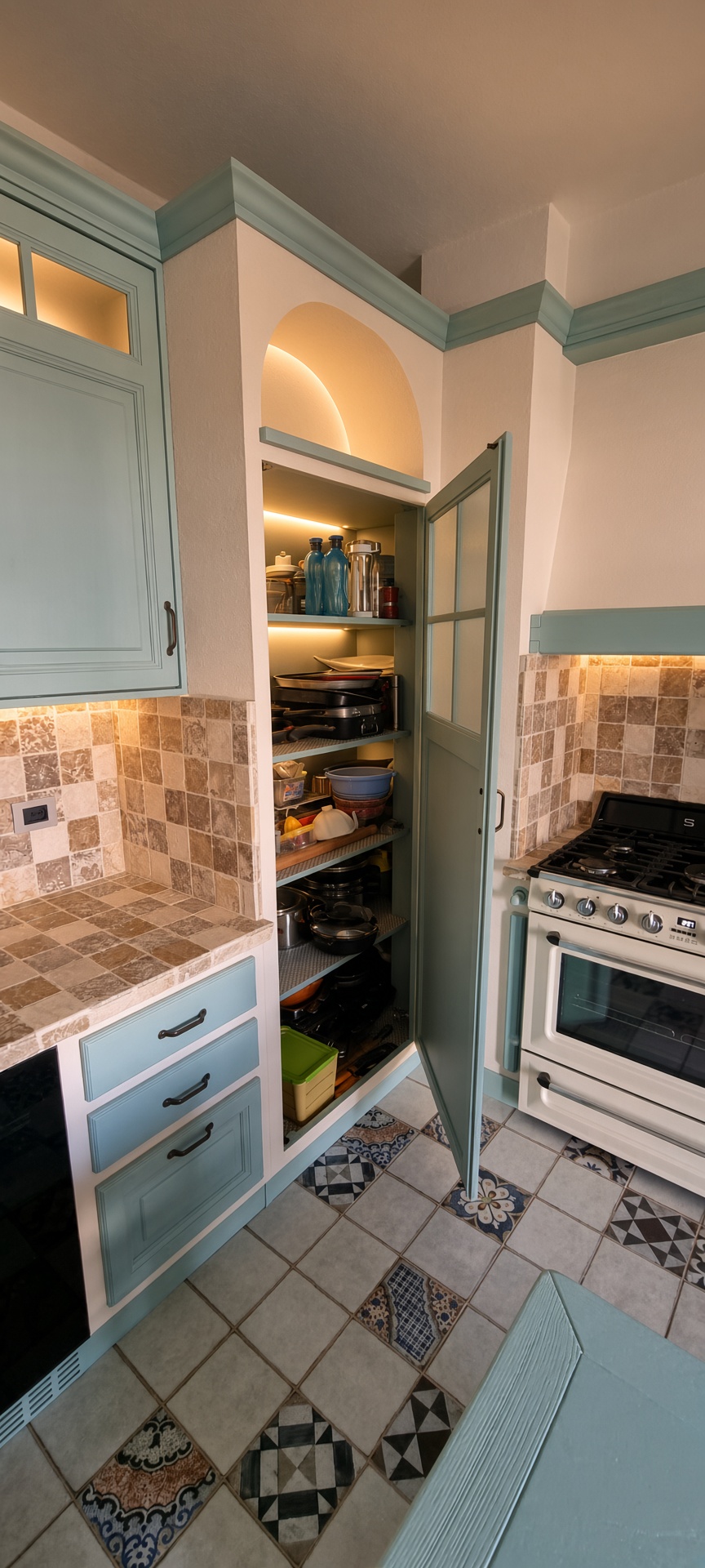 Cucina in muratura Silvia — vista 4, Fogli Cascina — Fogli Arredamenti: mobili su misura e falegnameria artigianale a Cascina (PI), province di Pisa e Livorno
